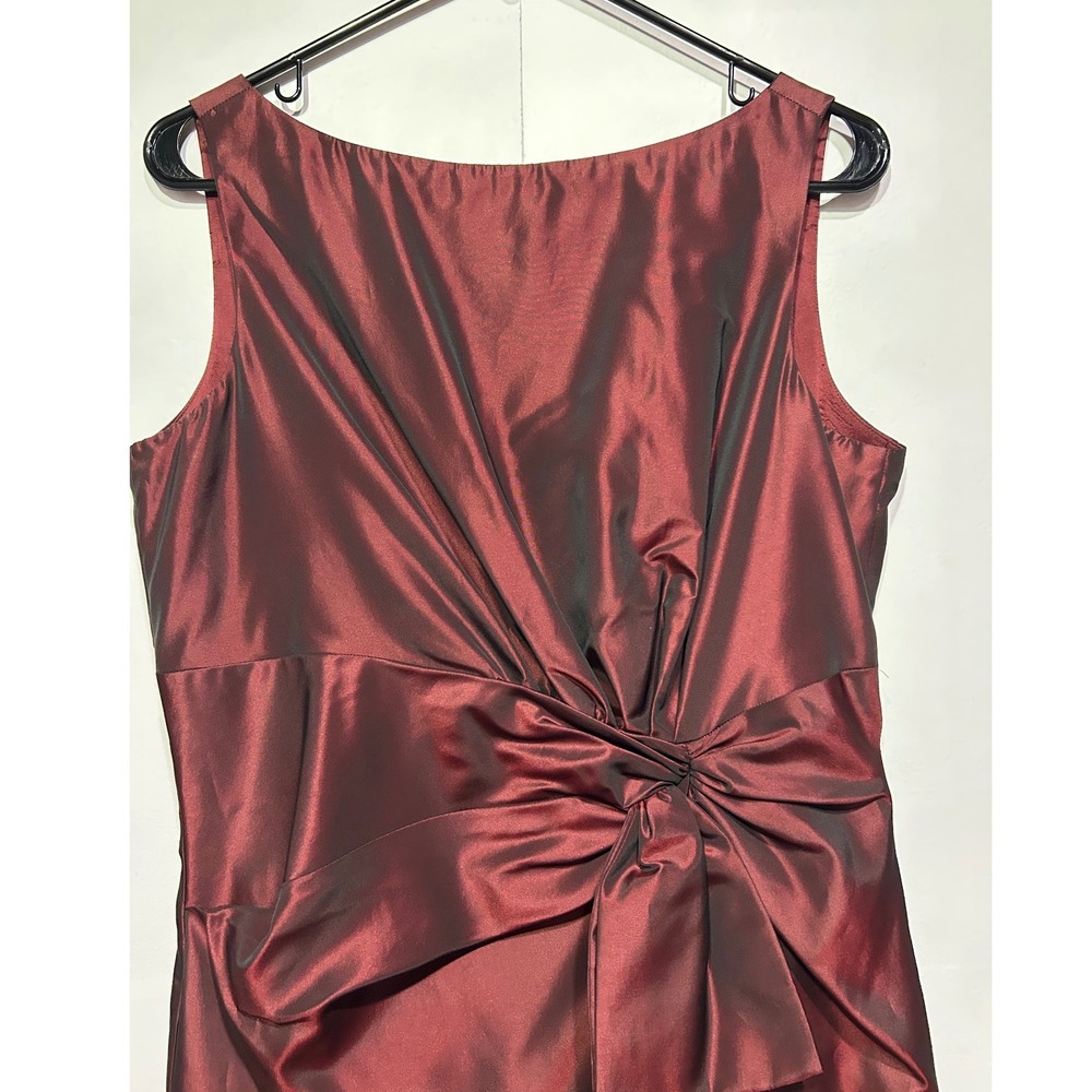 Anne Klein Sheath Dress Women 12 Burgundy Iridescent Knot Front Sleeveless
